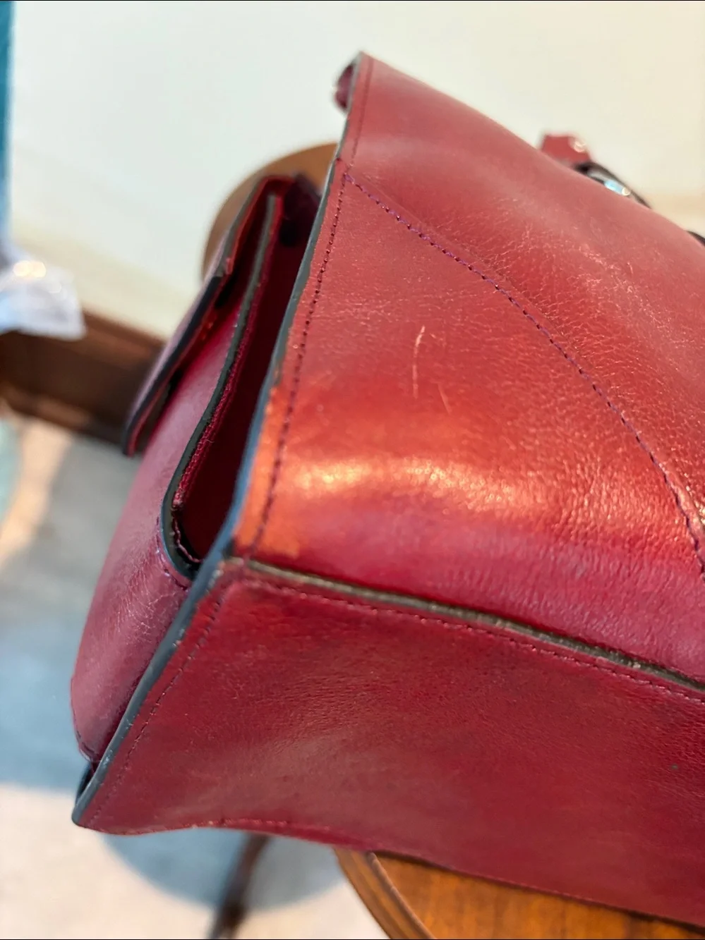 Wilsons Leather  computer case  business bag  tote  deep red leather 3 compartme